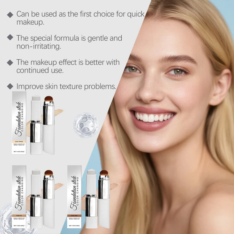 2-in-1 Color-Changing Korean Foundation Stick,Face Foundation Makeup