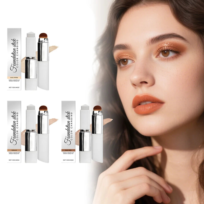 2-in-1 Color-Changing Korean Foundation Stick,Face Foundation Makeup