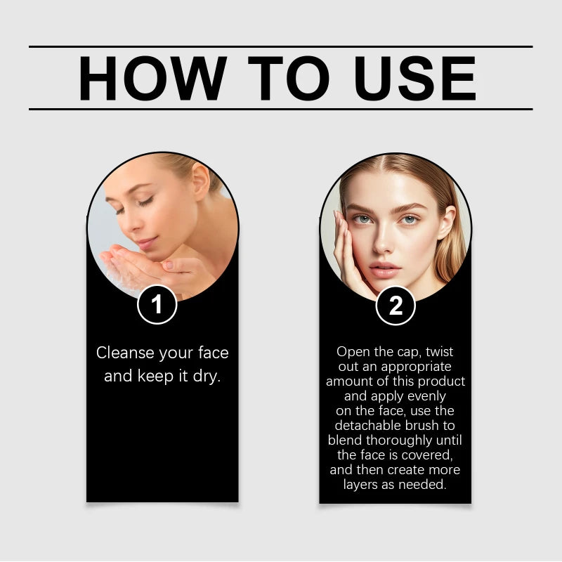 2-in-1 Color-Changing Korean Foundation Stick,Face Foundation Makeup